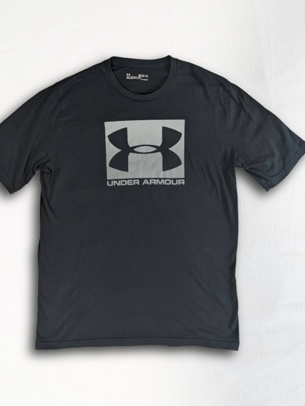 Under Armour Boxed Sportstyle Logo Tee Mens Large Tall Black Gray HeatGear